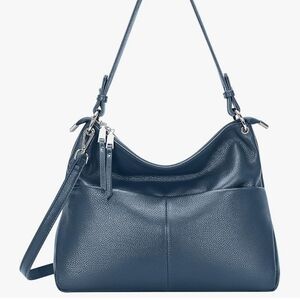 Elegant Blue Leather Hobo Bag